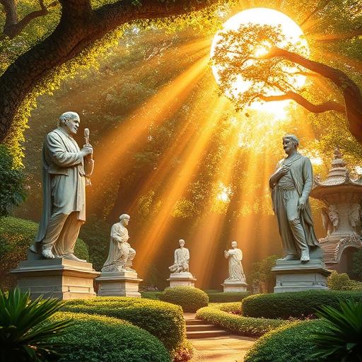 Dreamlike garden representing flourishing goals