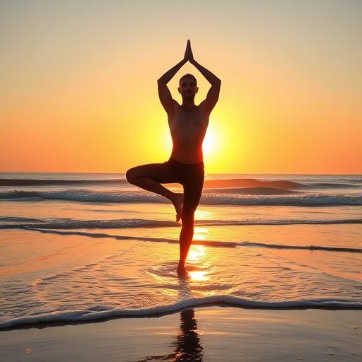 Yogi practicing challenging pose with focus