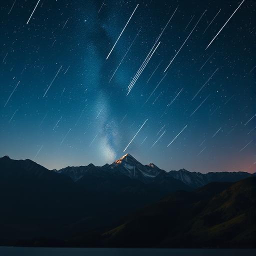 A scenic mountain landscape under a starry night