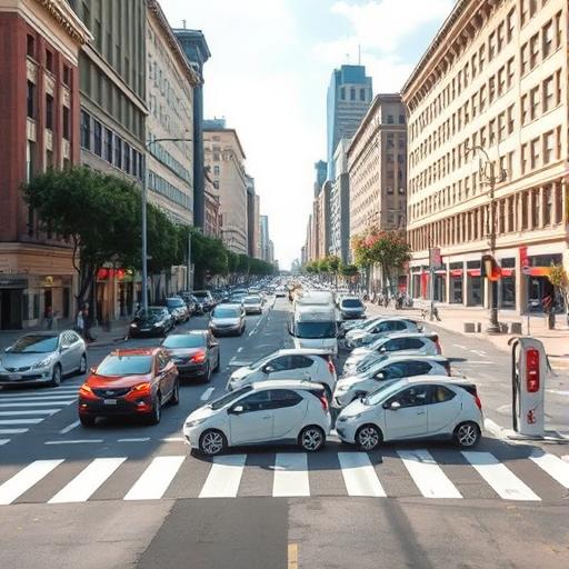 A bustling city intersection symbolizing the vibrant gig economy.