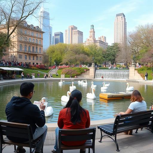 Serene urban park symbolizing the importance of community support