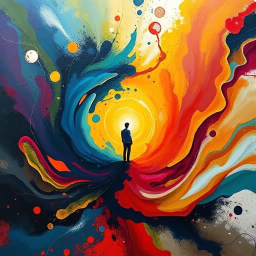 Abstract painting of a leader standing at the edge of possibility