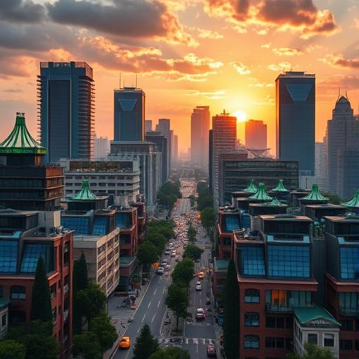 Sunset cityscape symbolizing endless opportunities