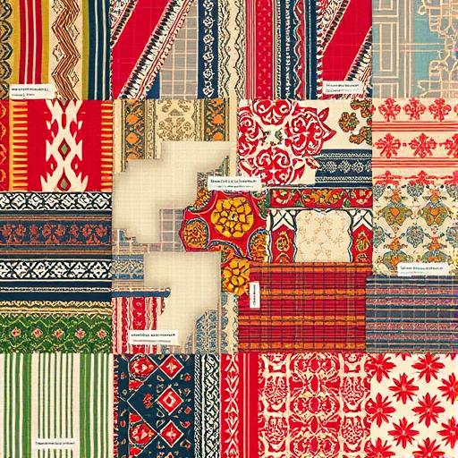 Vibrant collage of traditional textile patterns symbolizing overcoming challenges