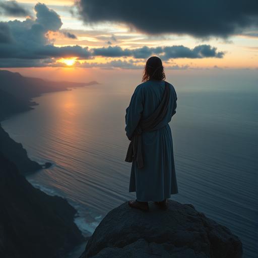 Philosopher standing on a cliff representing the courage to face challenges