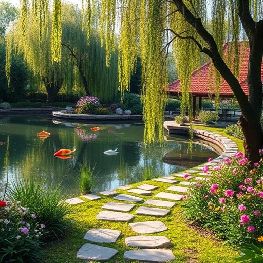 Peaceful garden scene with a stone path leading to inspiration