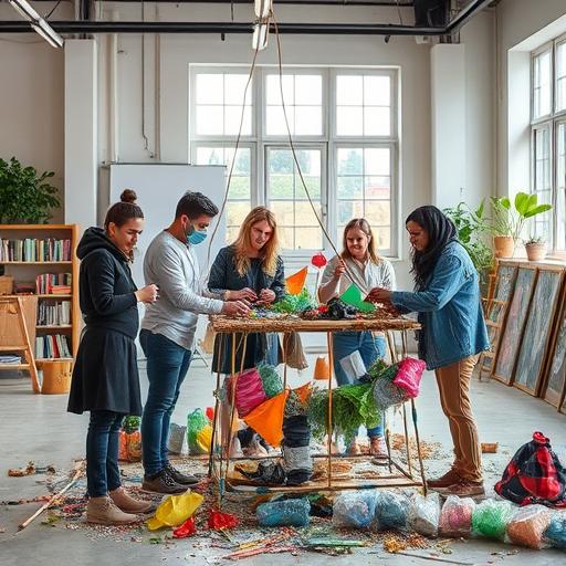 Group of diverse individuals collaborating in a creative space