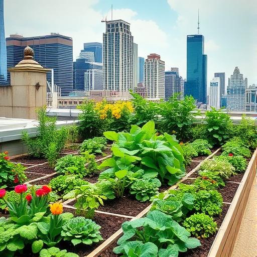 A vibrant rooftop garden symbolizing love and companionship.