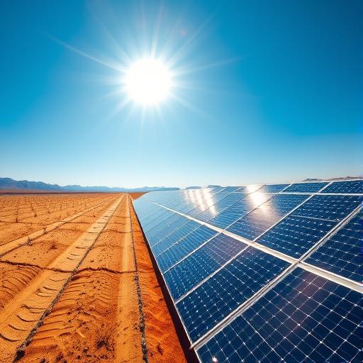 A vibrant landscape showing a solar farm, representing growth and sustainability.