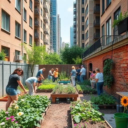 A community garden symbolizing growth and resilience in challenging environments.