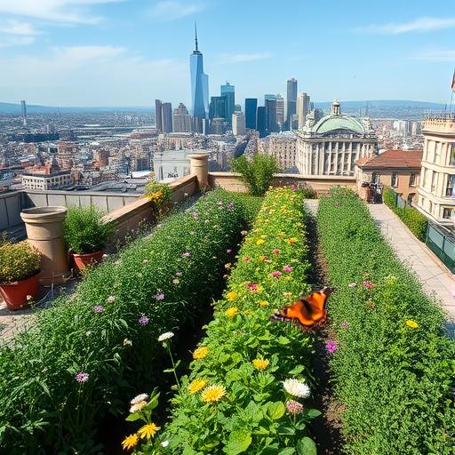 Rooftop garden symbolizing focused and efficient resource use