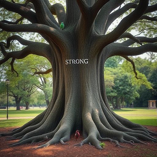 Large tree with deep roots symbolizing growth through discipline