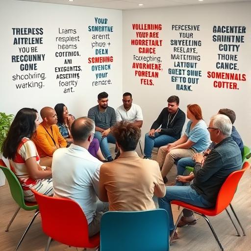 Group of diverse leaders in a circle sharing ideas