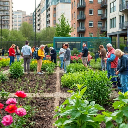 A close-up portrayal of a community garden, representing collaboration and support among women.