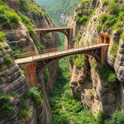 Resilient eco-friendly bridge representing overcoming obstacles