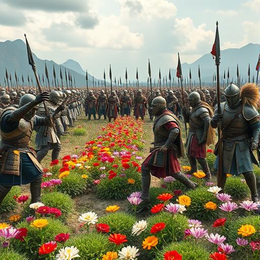 Depiction of a battlefield representing internal struggles and victory