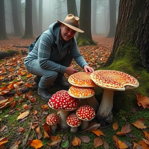 A dedicated forager kneeling carefully by a patch of resources, representing planning and structure.