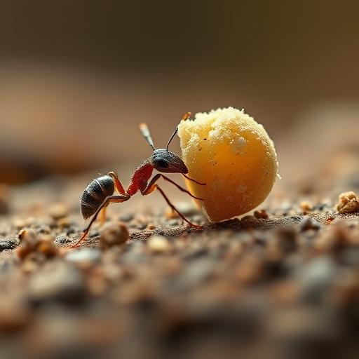 A tiny ant carrying a large crumb representing incredible resilience and strength