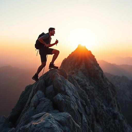 A lone hiker symbolizing determination and ambition