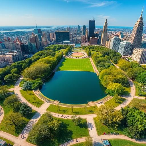A tranquil city park achieving mindfulness in nature