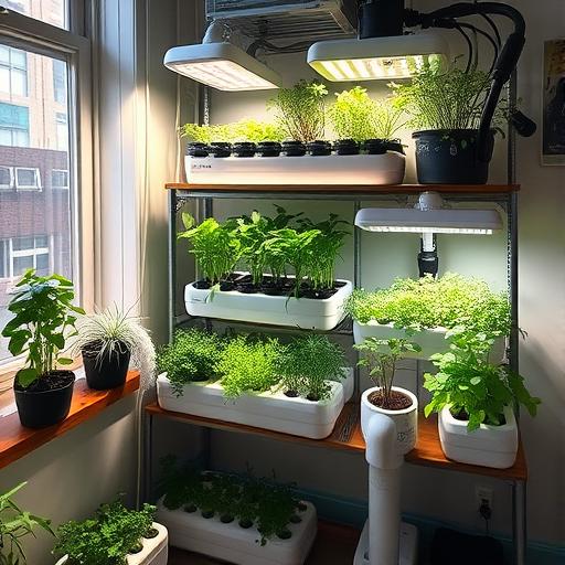 An artistic indoor garden setup, symbolizing mindfulness and tranquility.
