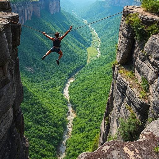 Person bungee jumping, representing bold habits and momentum