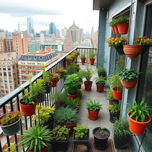 A bird's eye view of a thriving urban garden