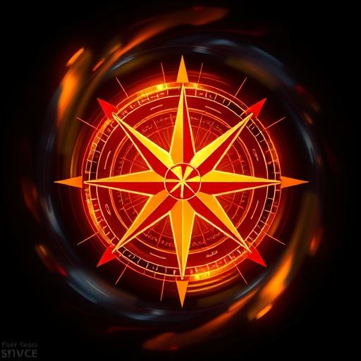 Glowing compass rose symbolizing goal setting and direction