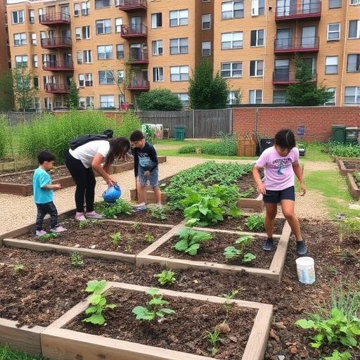 A community garden plot representing shared journeys and storytelling