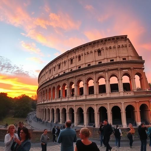 A panoramic view of the Colosseum at sunrise, symbolizing new beginnings.