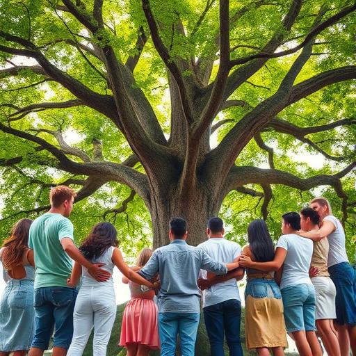 A diverse group of people holding hands representing a supportive community