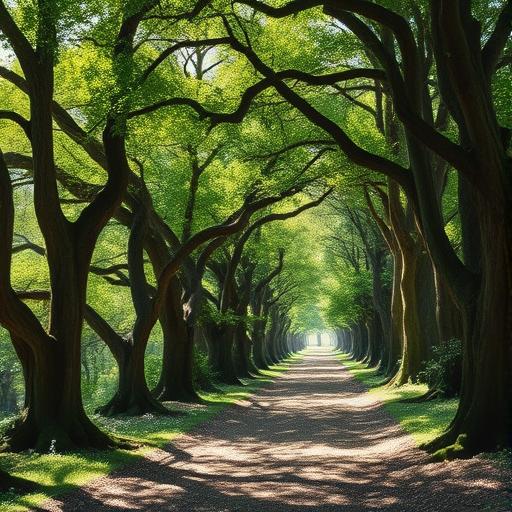 A serene forest path representing the journey of goal setting