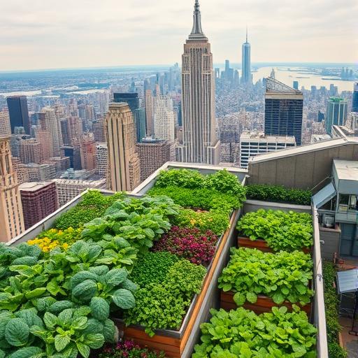 Aerial view of a bustling city skyline juxtaposed with nature