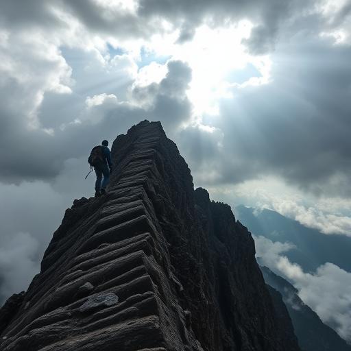 A person climbing a steep mountain trail illustrating support and perseverance