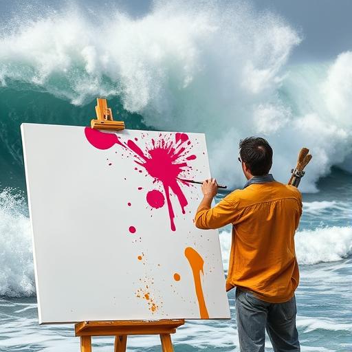 Artist painting a vibrant canvas representing creative growth