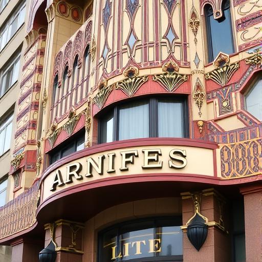 Close-up of an intricately designed Art Deco facade