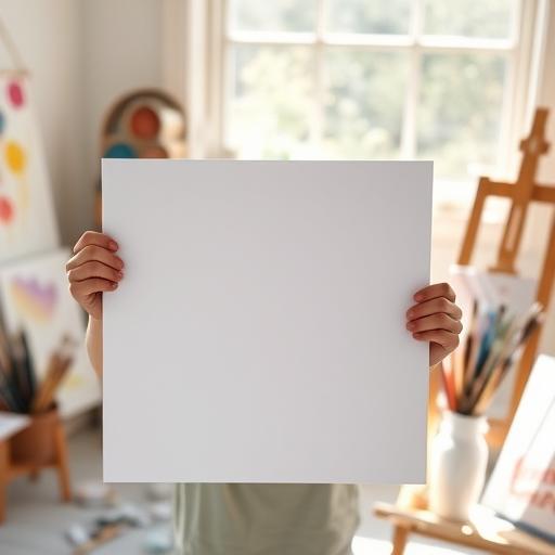 Person holding a blank canvas representing discipline and new starts