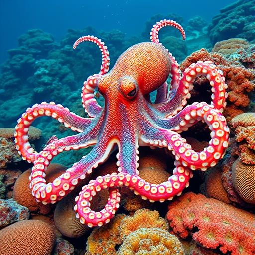 Octopus artistically spreading its tentacles, representing multifaceted purpose and creativity.