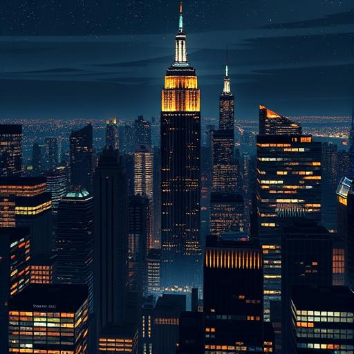 Cityscape at night with skyscrapers symbolizing ambition and overcoming challenges