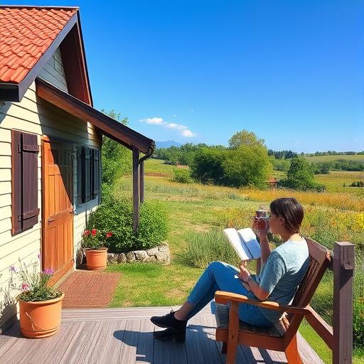 A serene cottage in the countryside represents the harmony of home organization and time management.