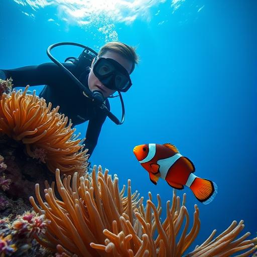 A diver capturing a close-up of an underwater scene, representing the journey of mindfulness.