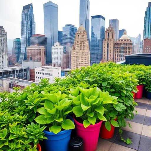 Vibrant rooftop garden showcasing personal growth through travel