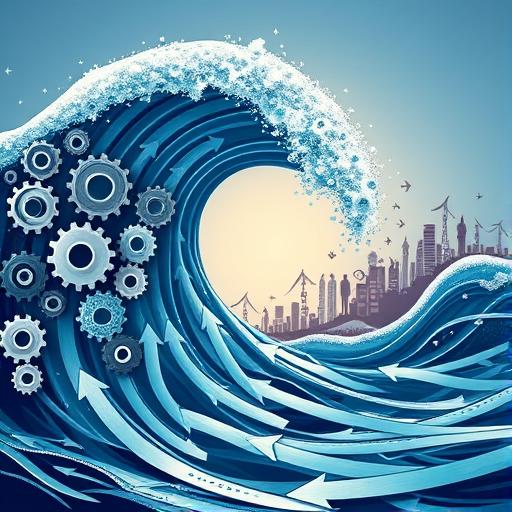 Giant wave of symbols representing positive energy and habits