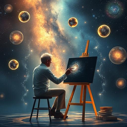 Serene artist painting new paths