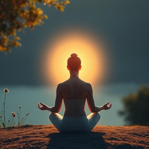 Person meditating in a tranquil setting symbolizing mindfulness