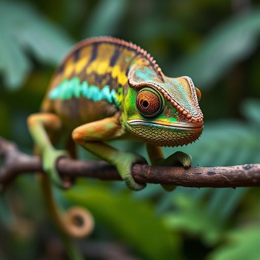 A chameleon adapting its colors, illustrating the power of daily habits to adapt