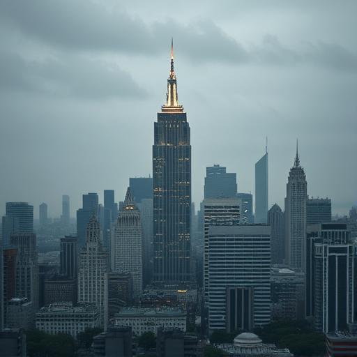 Cityscape highlighting one bright building rising above the rest, symbolizing overcoming fear