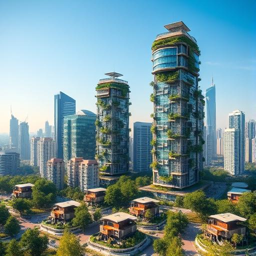 Advanced eco-friendly cityscape motivating entrepreneurs