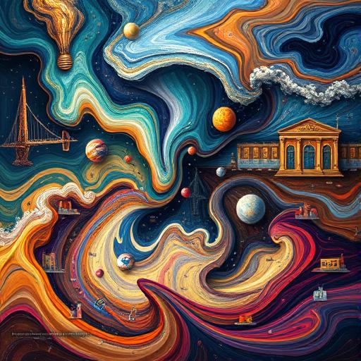 Abstract expression of a creative storm and positive environment