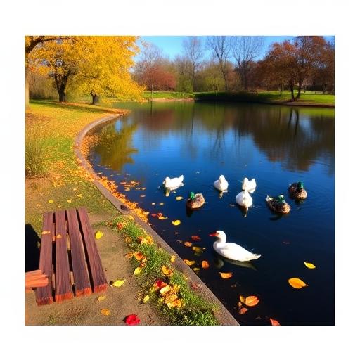 A peaceful park scene with a wooden bench overlooking a lush space
